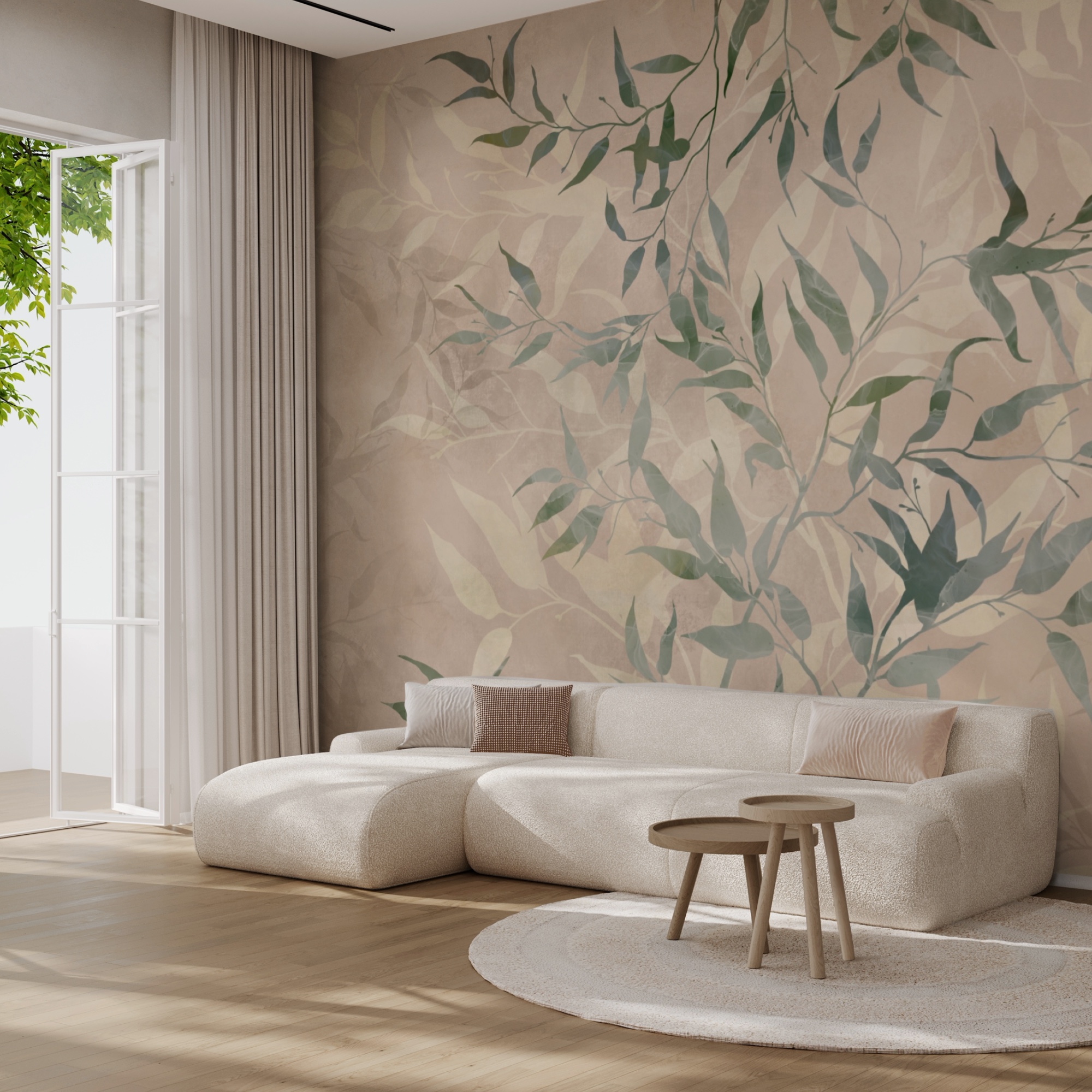 Pattern of leaves on a beige background Pattern of leaves on a beige background