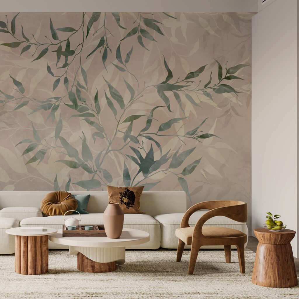 Pattern of leaves on a beige background Pattern of leaves on a beige background