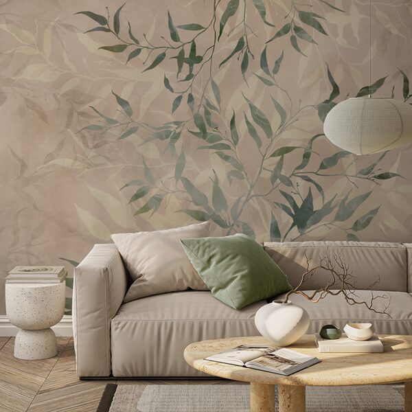 Pattern of leaves on a beige background Pattern of leaves on a beige background