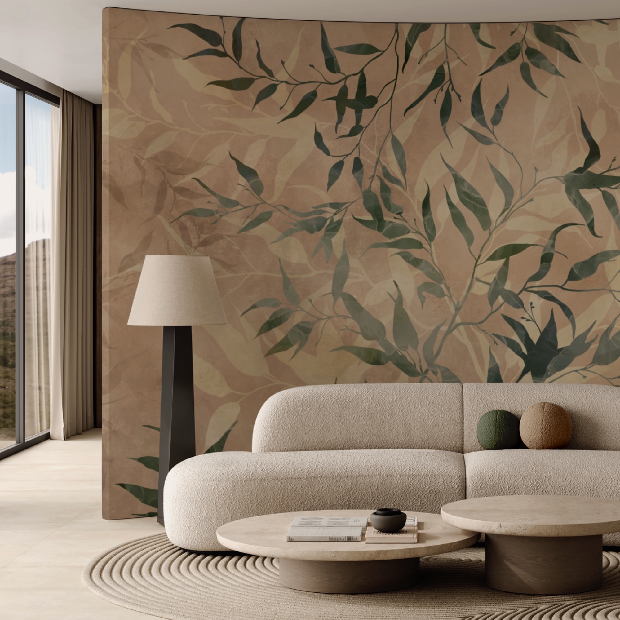 Natural foliage on textured background