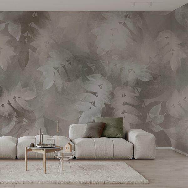 Grey and white background with leaves Grey and white background with leaves
