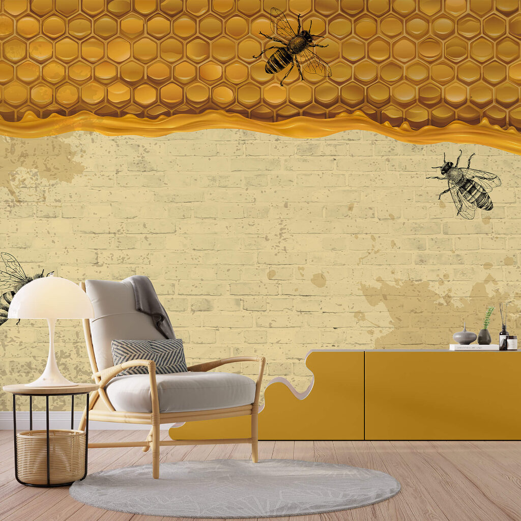 Bees on a brick wall