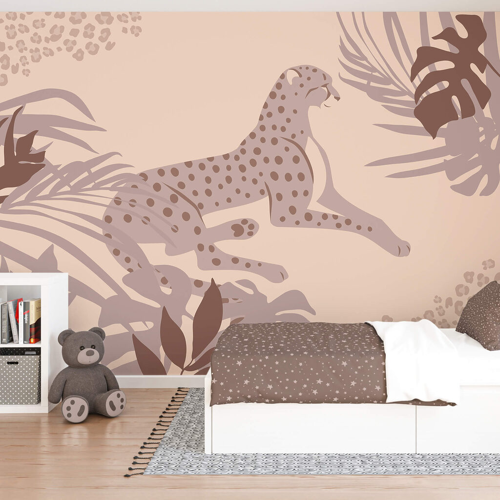 Cheetah lying down with plants