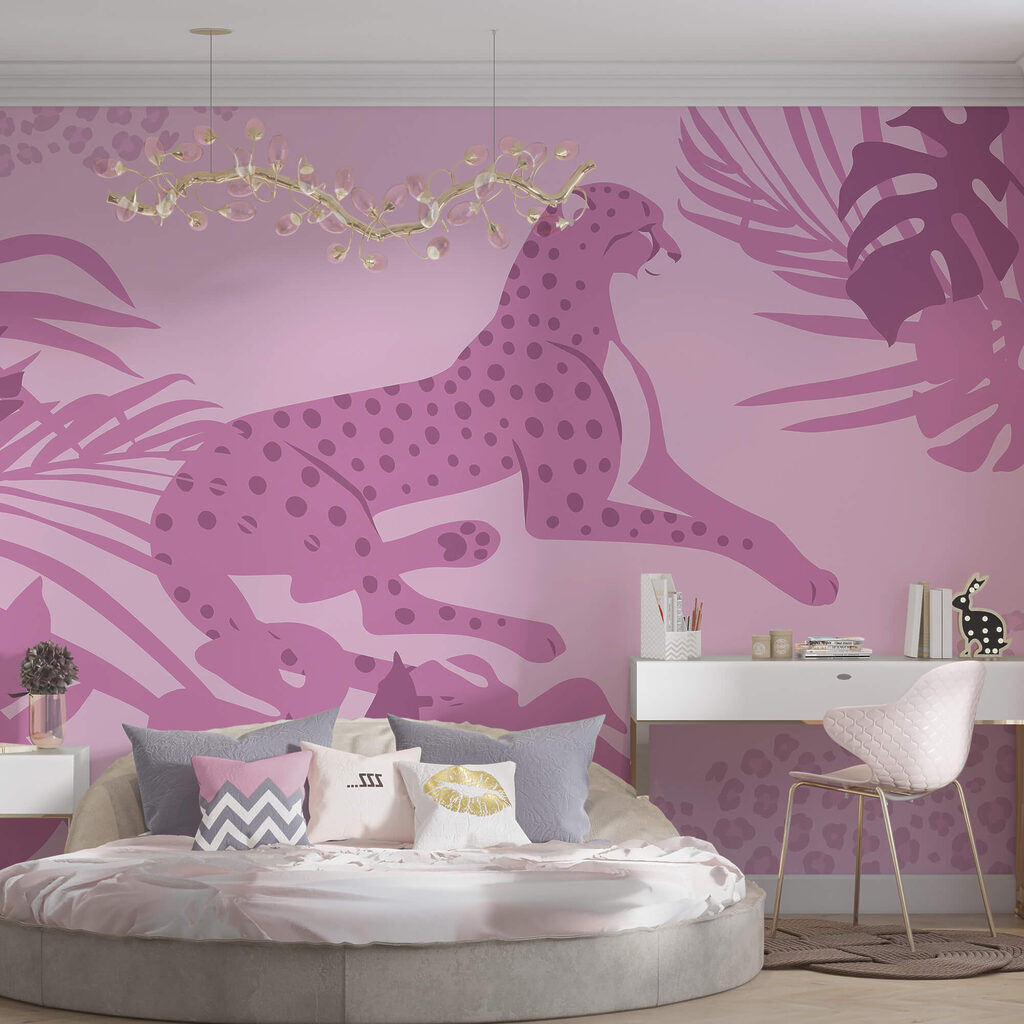 Purple cheetah with pink spots