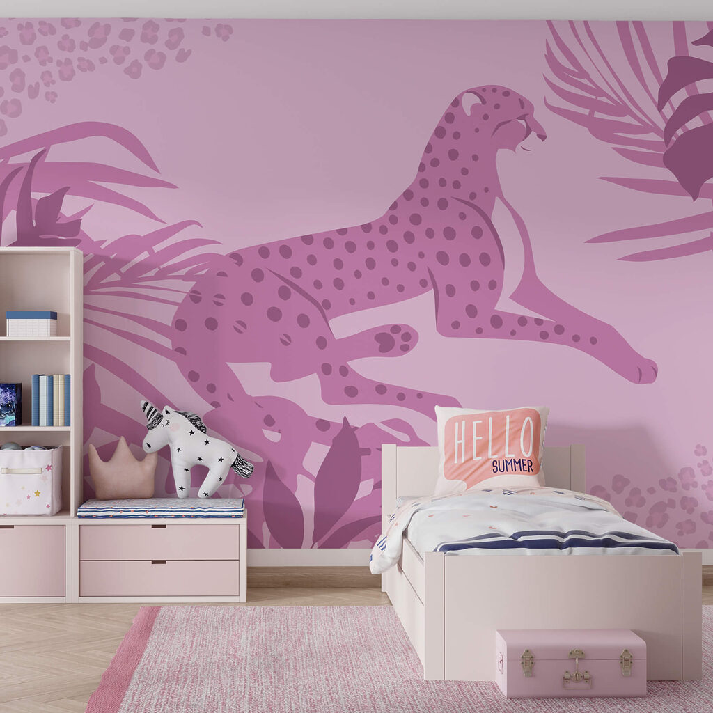 Purple cheetah with pink spots