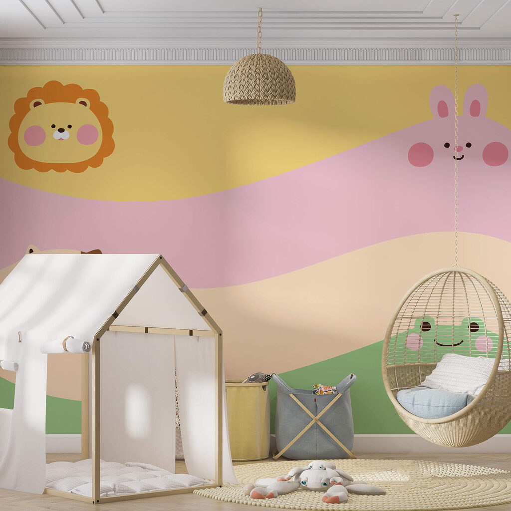 Group of animals with a lion and a lion