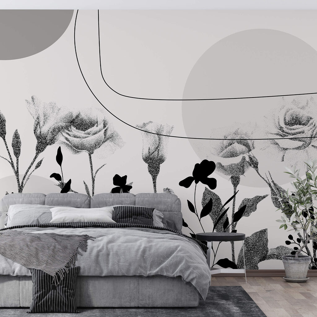 Black and white image of flowers