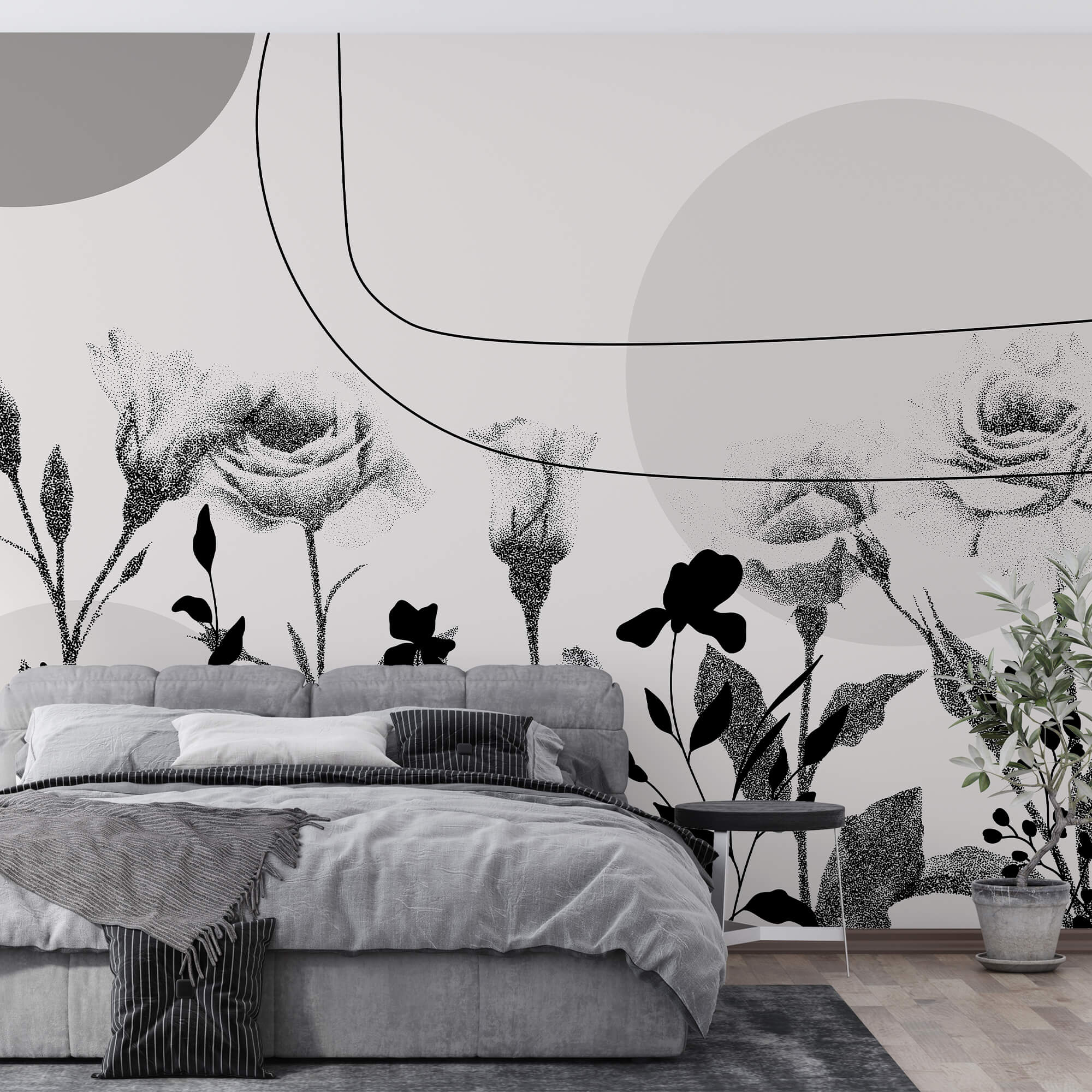 Black and white image of flowers