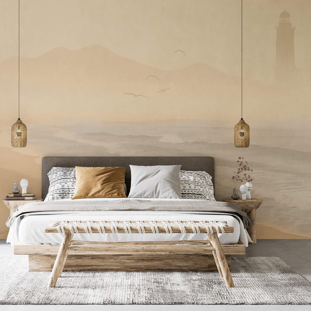 Beach with waves and birds