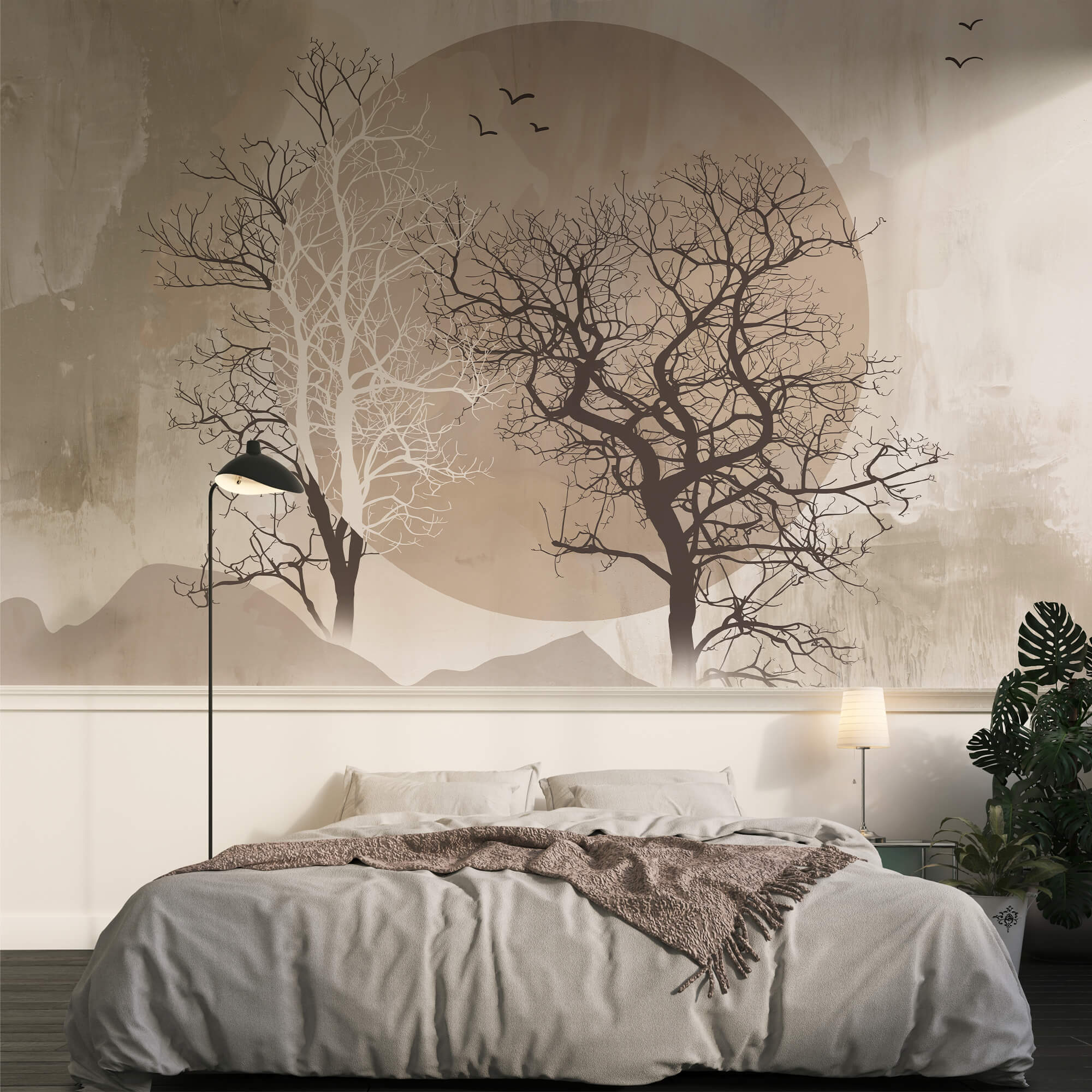 Painting of trees and a sun Painting of trees and a sun