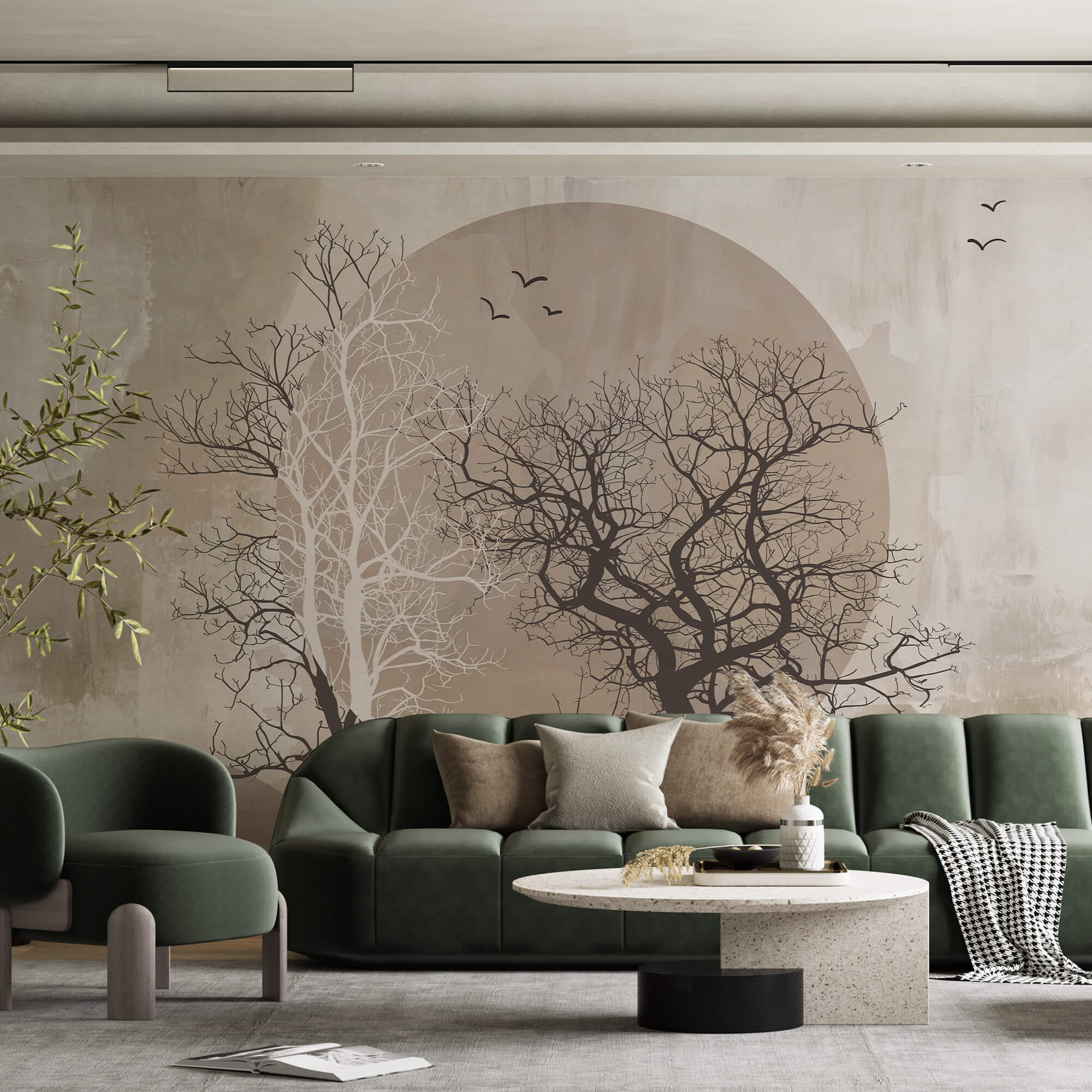 Painting of trees and a sun Painting of trees and a sun