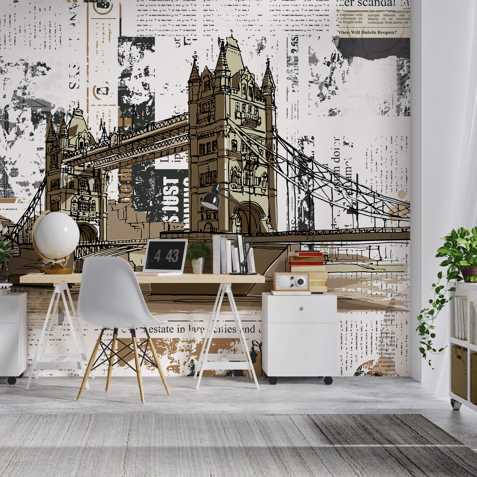 Drawing of a bridge over a river Drawing of a bridge over a river