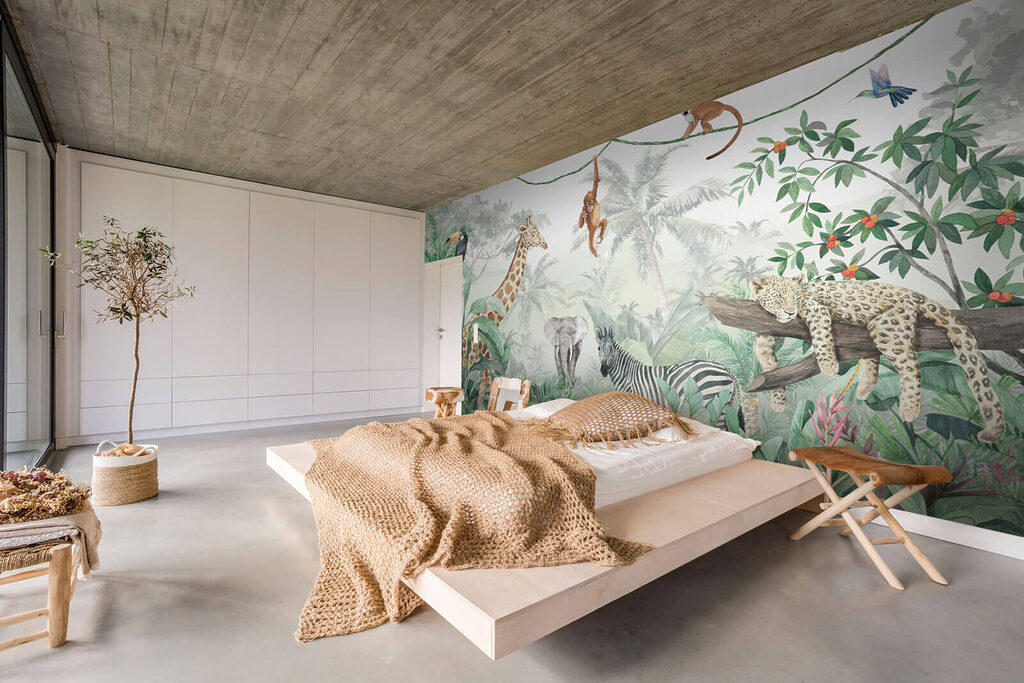 Wall mural of animals in the jungle Wall mural of animals in the jungle