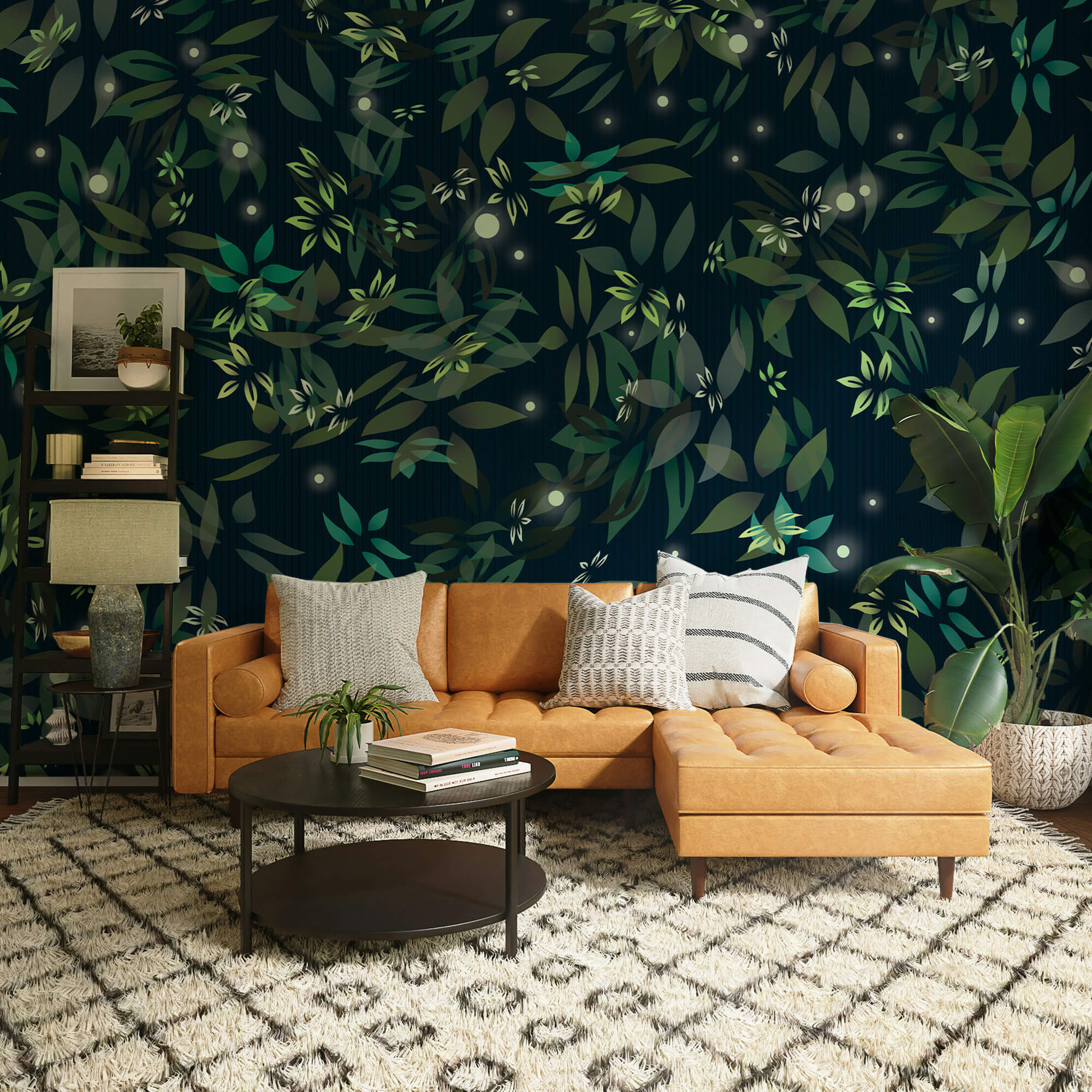 Pattern of leaves and dots Pattern of leaves and dots