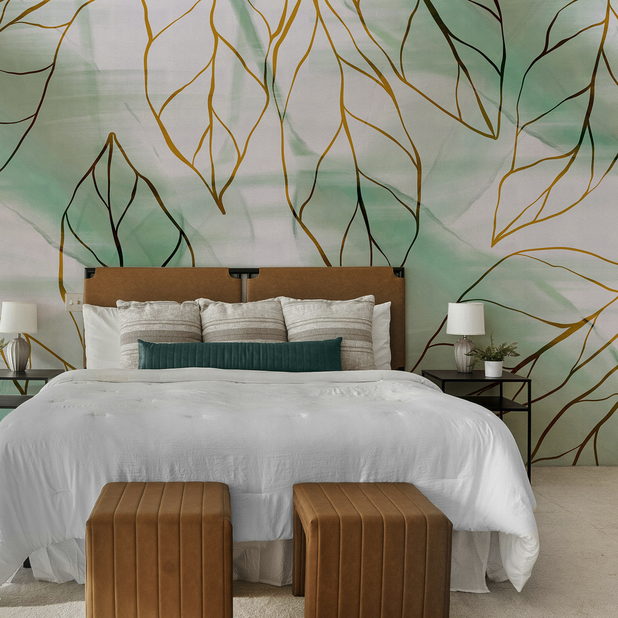 Pattern of leaves on a fabric