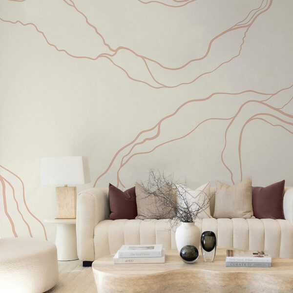 Wall murals Wall murals White and orange lines (SKU: t00258)