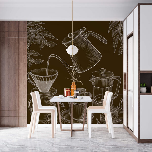 Drawing of coffee maker and coffee pot Drawing of coffee maker and coffee pot