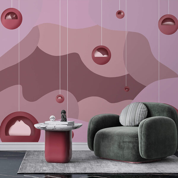 Purple and pink background with balls Purple and pink background with balls