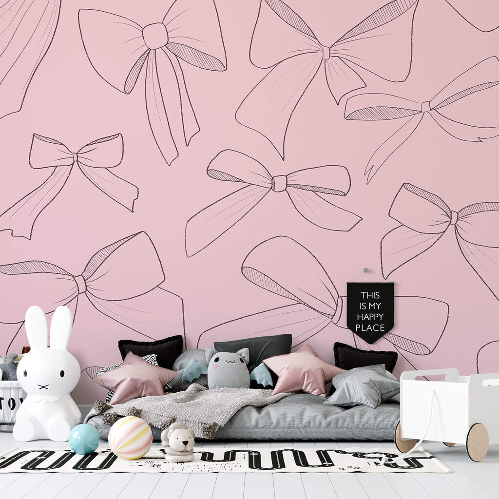 Pattern of bows on a pink background Pattern of bows on a pink background