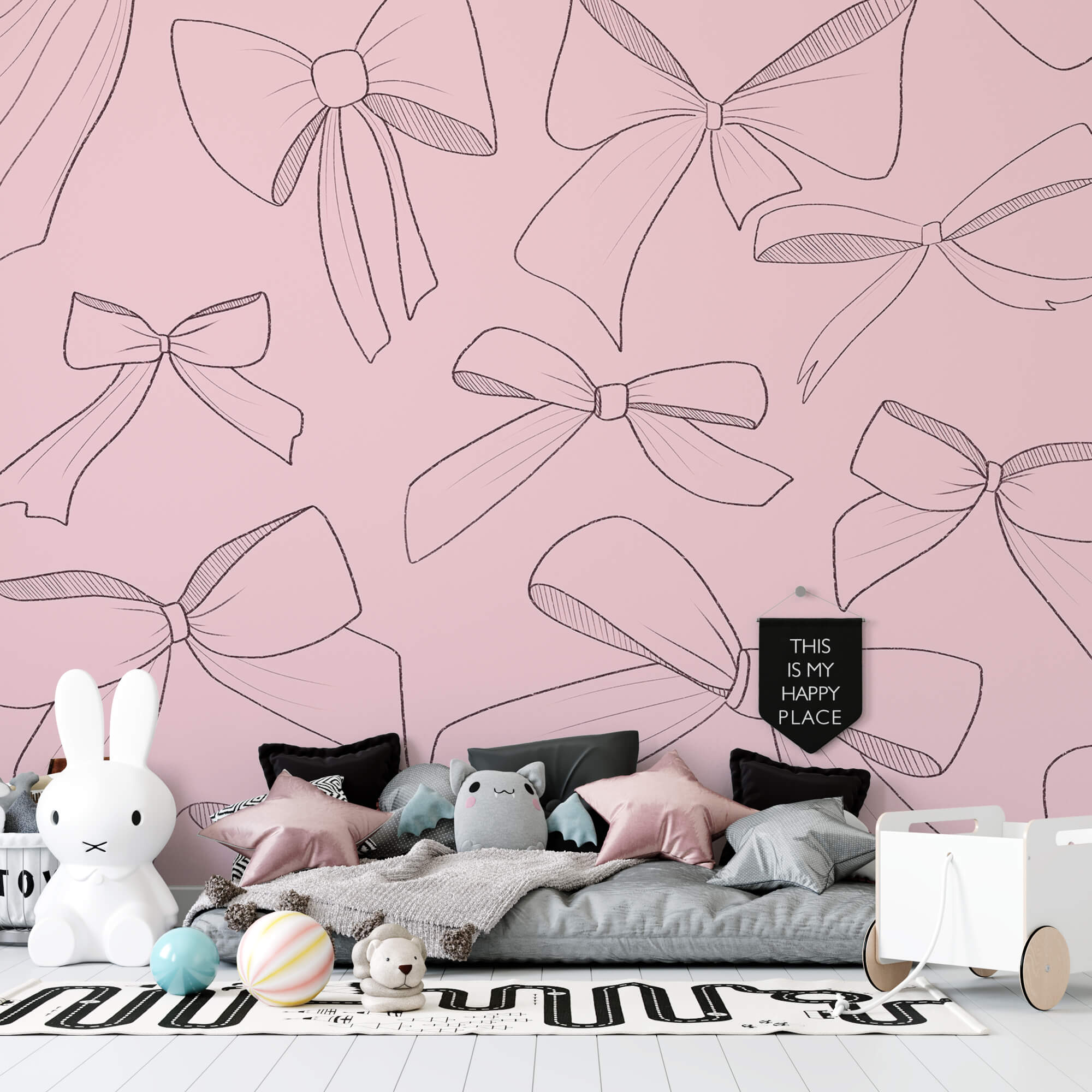 Pattern of bows on a pink background Pattern of bows on a pink background