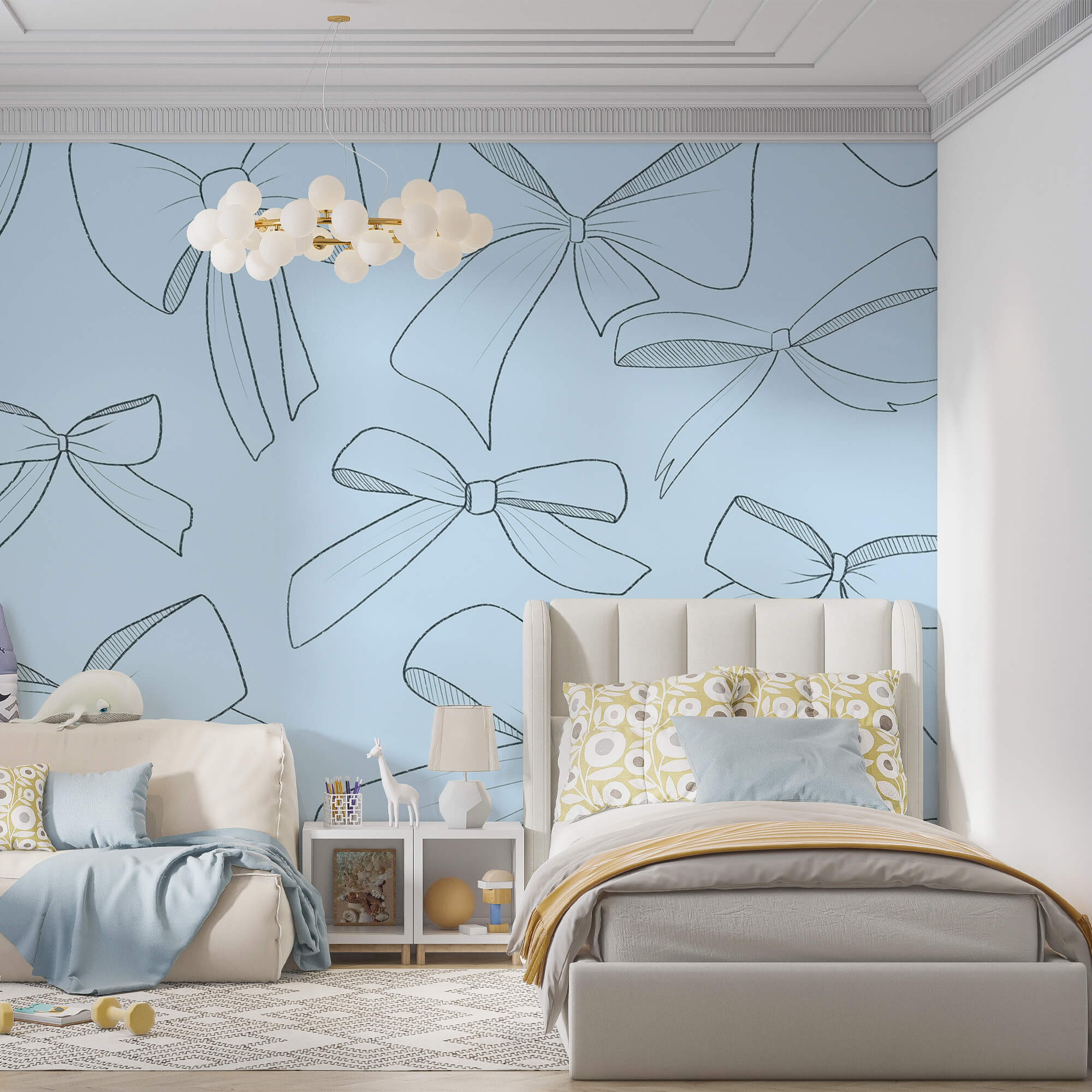 Pattern of bows on a blue background Pattern of bows on a blue background