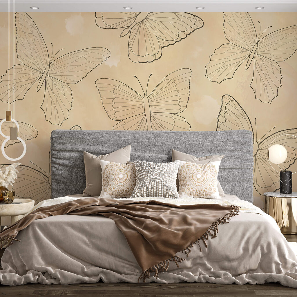 Pattern of butterflies on a beige background Pattern of butterflies on a beige background