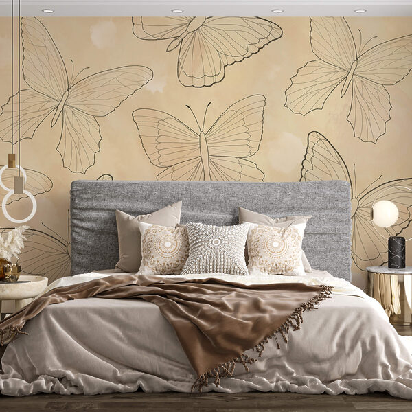 Pattern of butterflies on a beige background Pattern of butterflies on a beige background