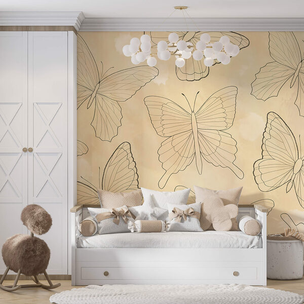 Pattern of butterflies on a beige background Pattern of butterflies on a beige background
