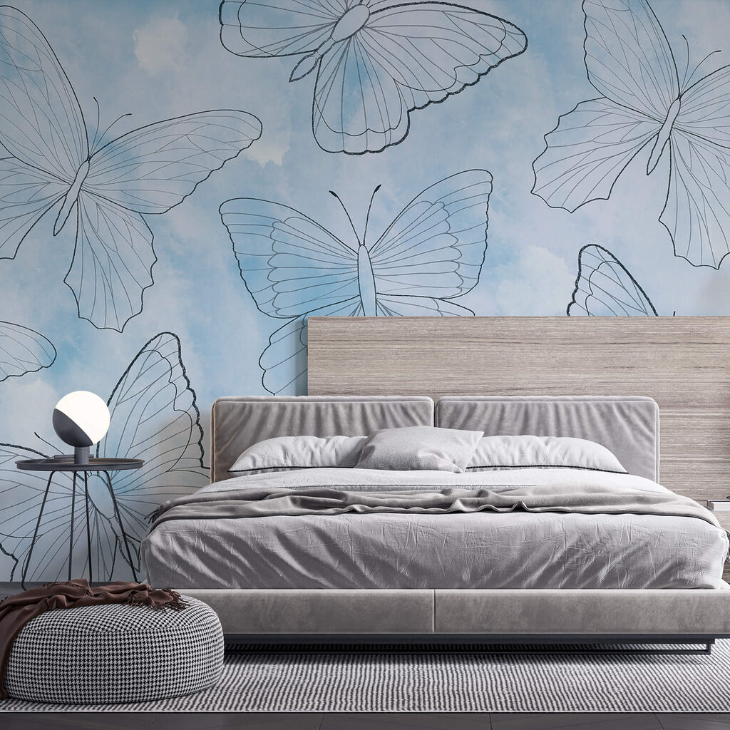 Pattern of butterflies on a blue background Pattern of butterflies on a blue background