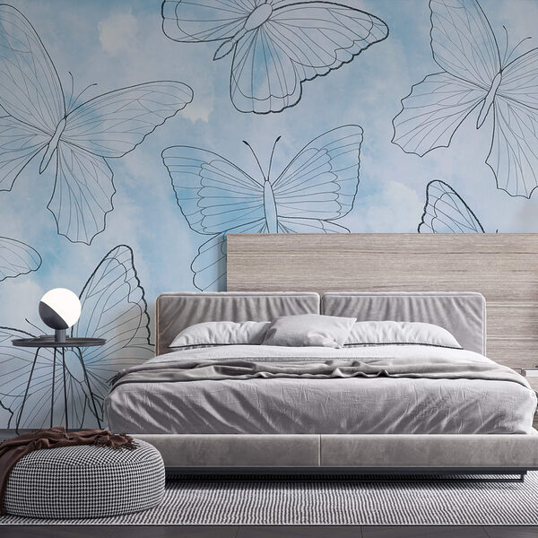 Pattern of butterflies on a blue background Pattern of butterflies on a blue background