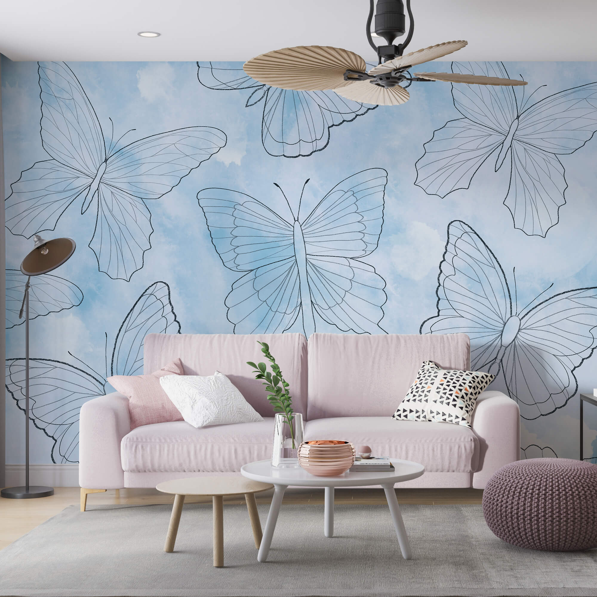 Pattern of butterflies on a blue background Pattern of butterflies on a blue background