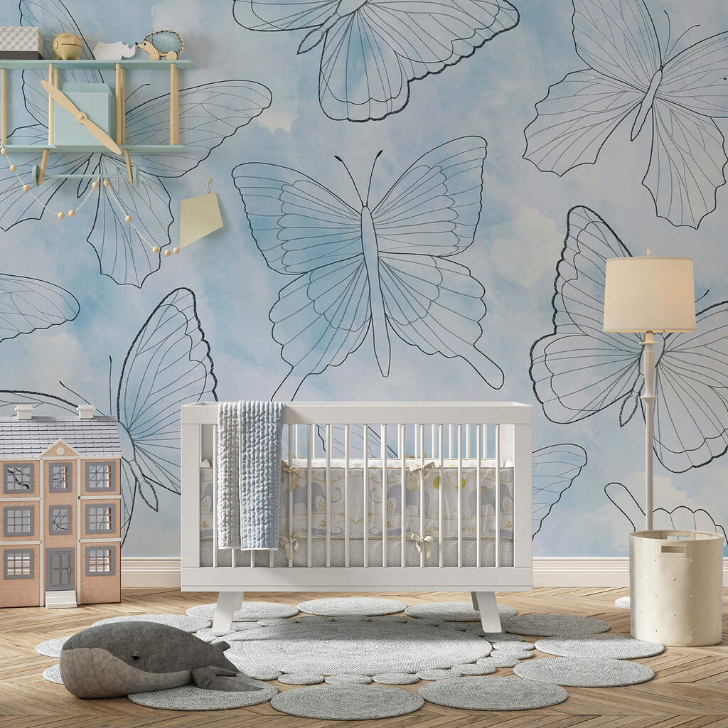 Pattern of butterflies on a blue background Pattern of butterflies on a blue background
