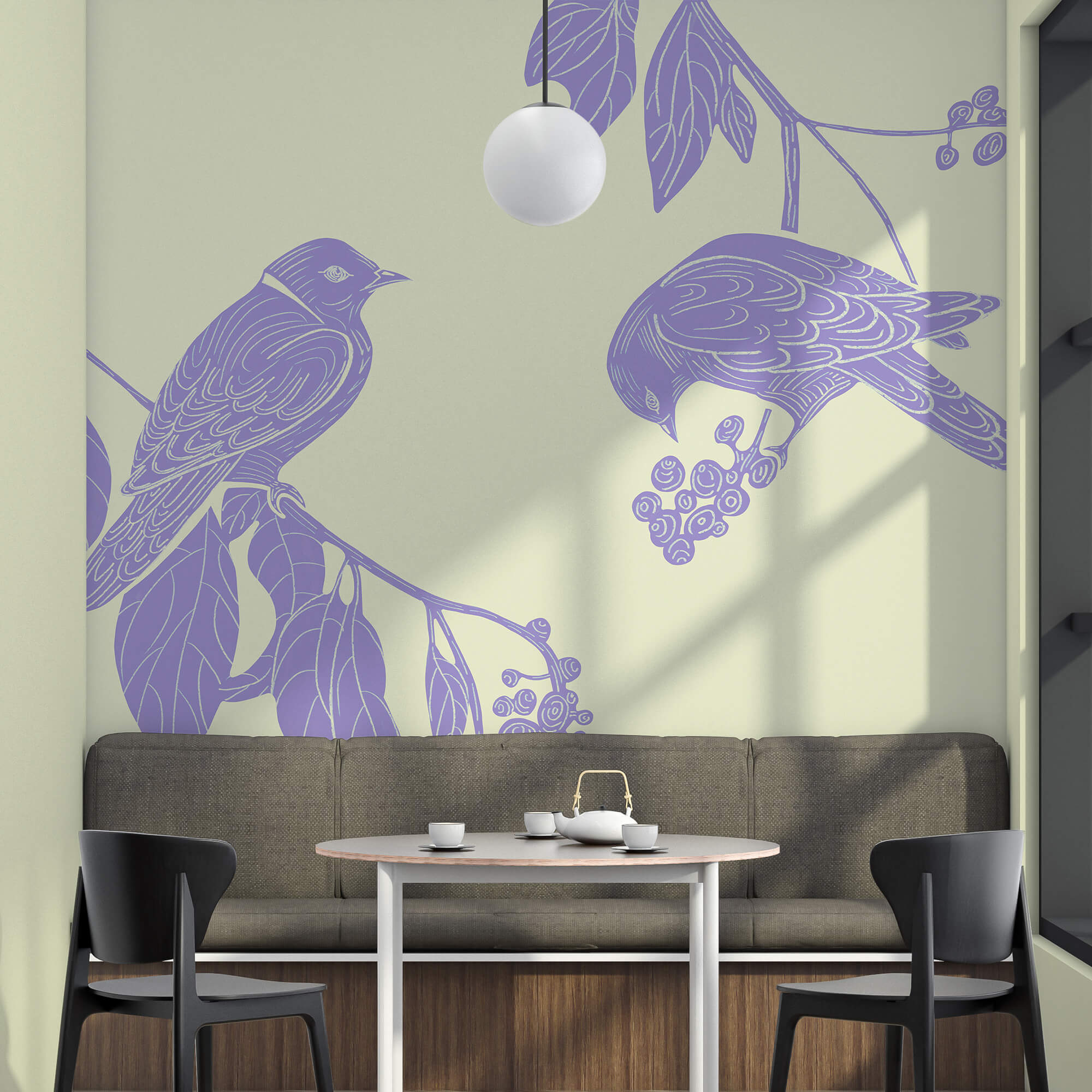 Drawing of birds on a branch Drawing of birds on a branch