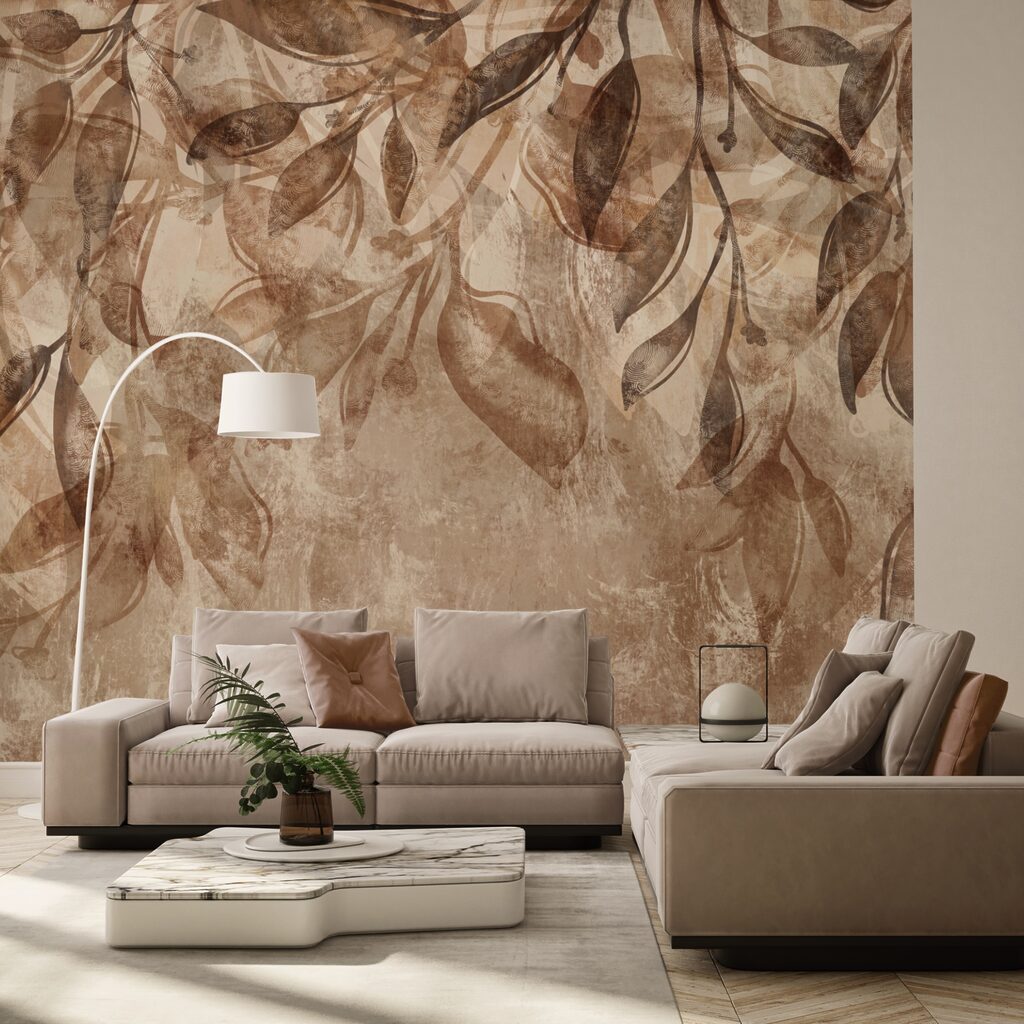 Brown and white floral pattern