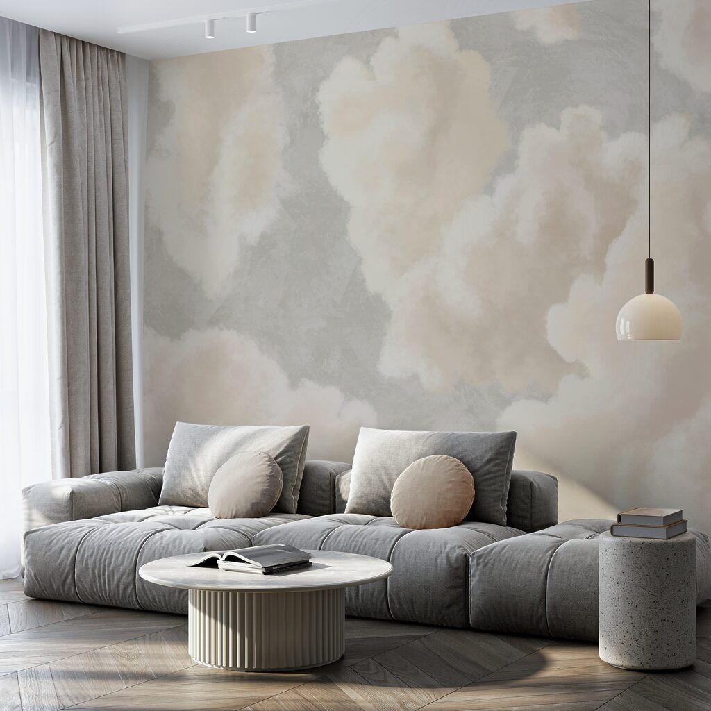 Soft clouds drifting in a serene sky