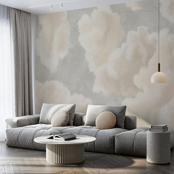 Soft clouds drifting in a serene sky