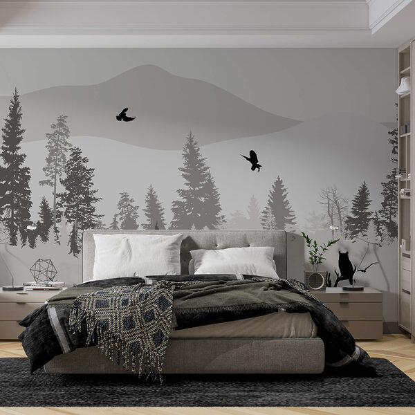 Wall murals Wall murals Birds flying over a snowy mountain (SKU: t00323)
