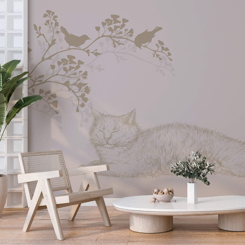 Cat lying on a tree branch