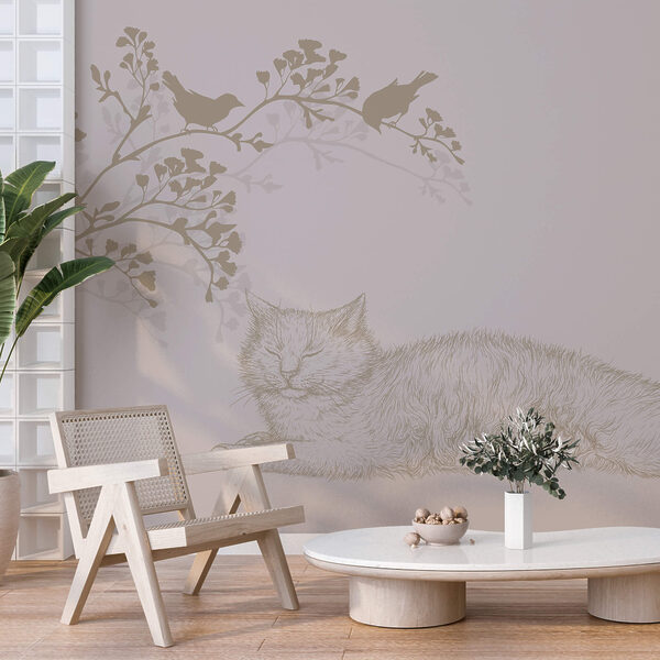 Cat lying on a tree branch