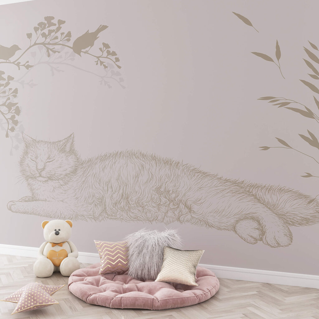 Cat lying on a tree branch