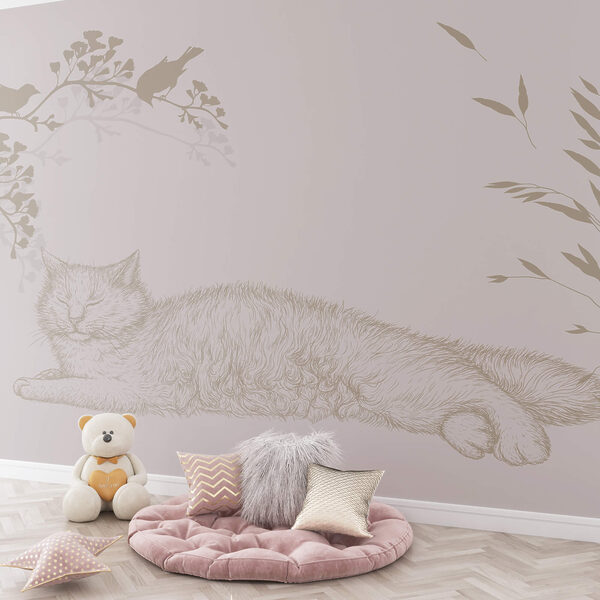 Cat lying on a tree branch