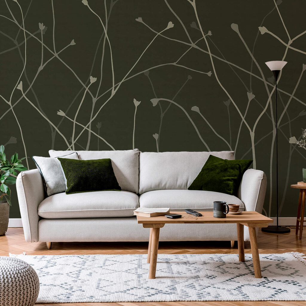 Delicate branches on a dark backdrop