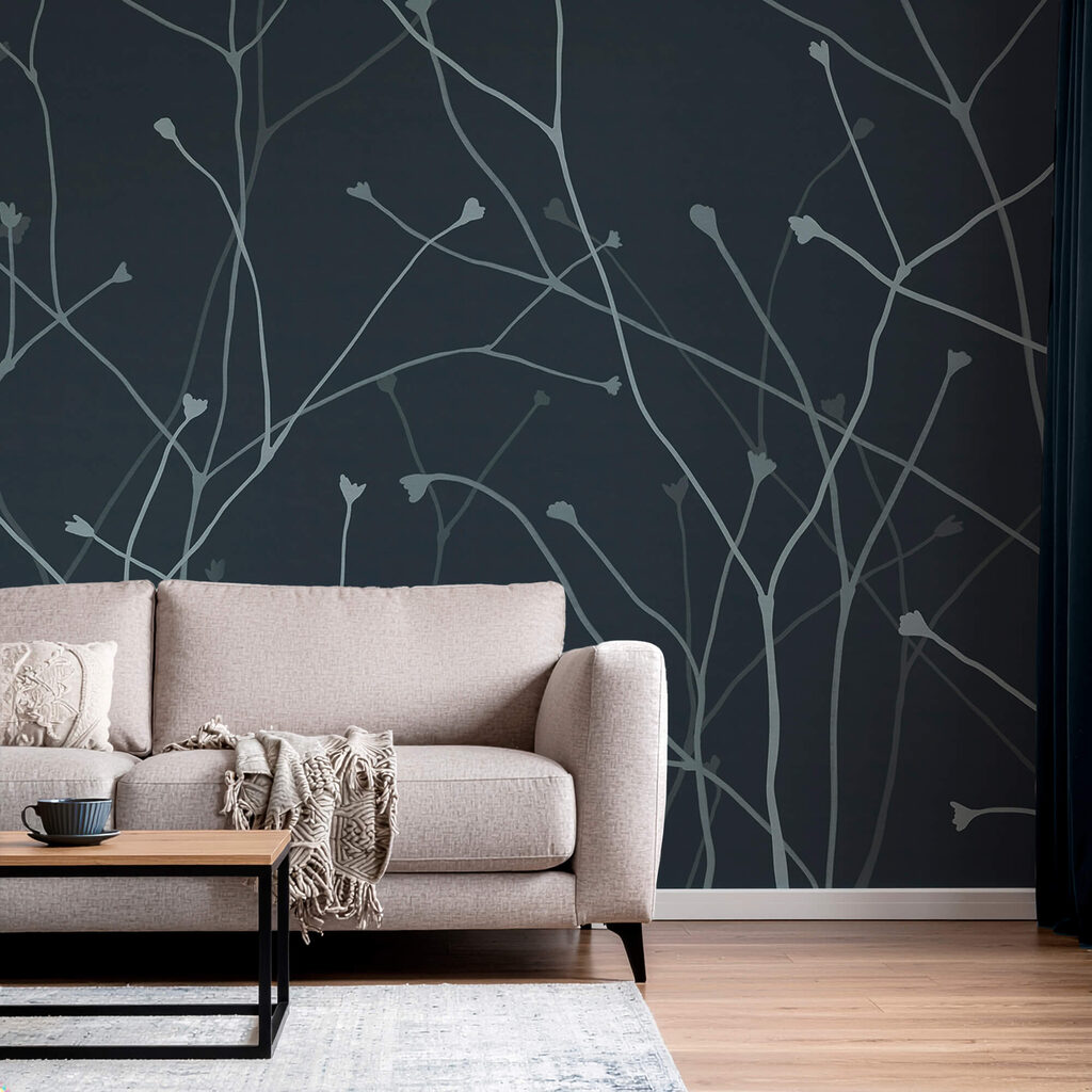 Delicate branches against a dark backdrop Delicate branches against a dark backdrop