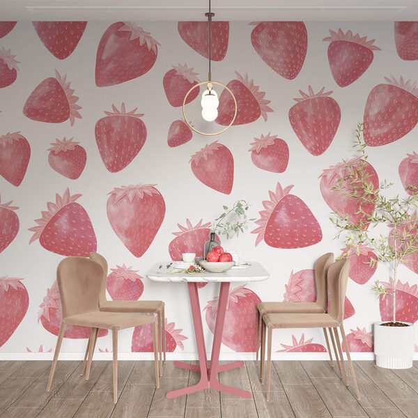 Wall murals Pattern of strawberries (SKU: t00350) Wall murals Wall murals Pattern of strawberries (SKU: t00350)