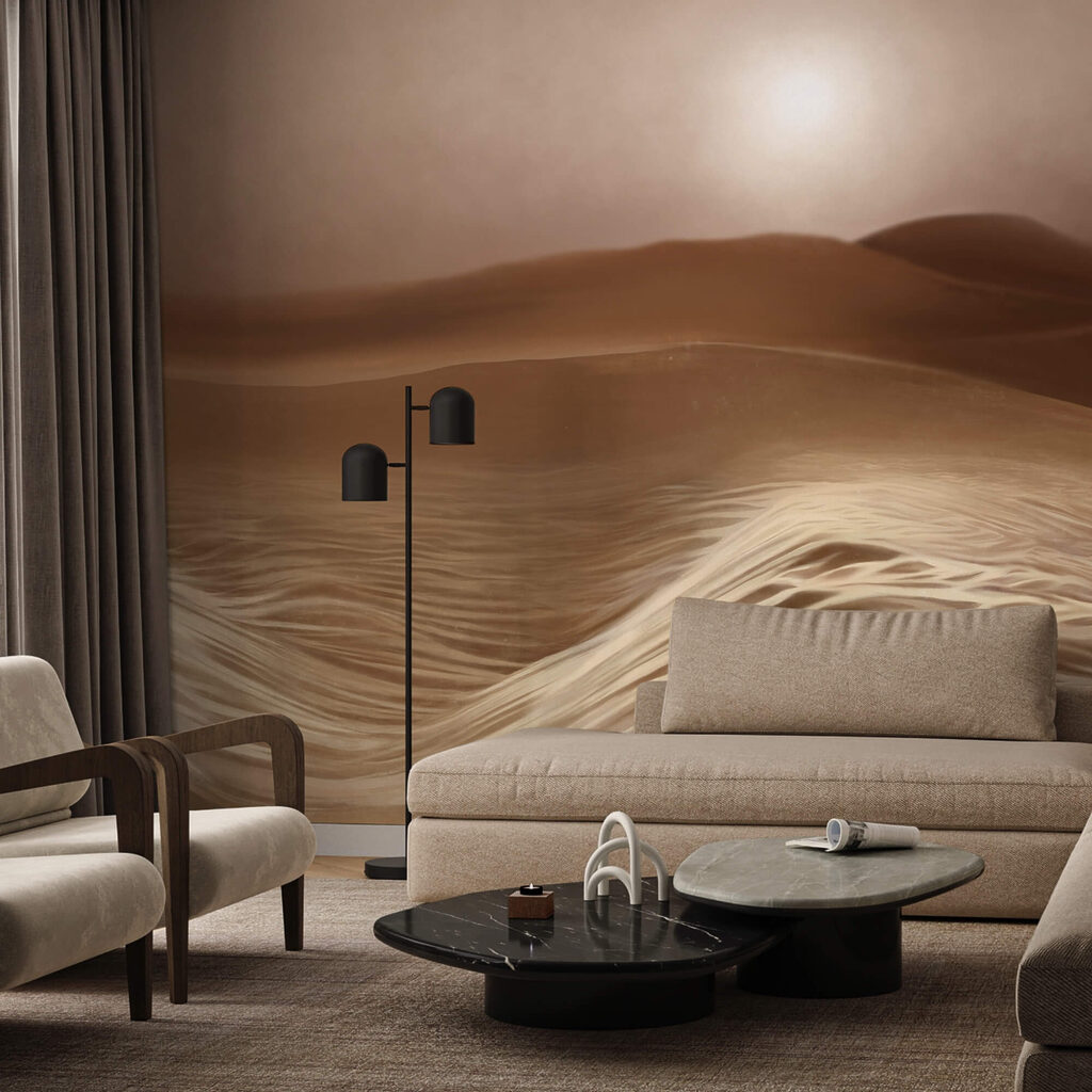 Desert with waves and a sun Desert with waves and a sun