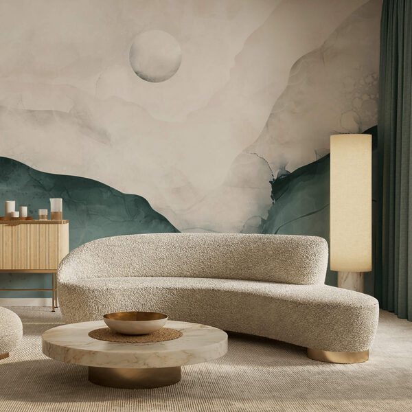 Wall murals Painting of a mountain with a moon in the sky (SKU: t00298) Wall murals Wall murals Painting of a mountain with a moon in the sky (SKU: t00298)