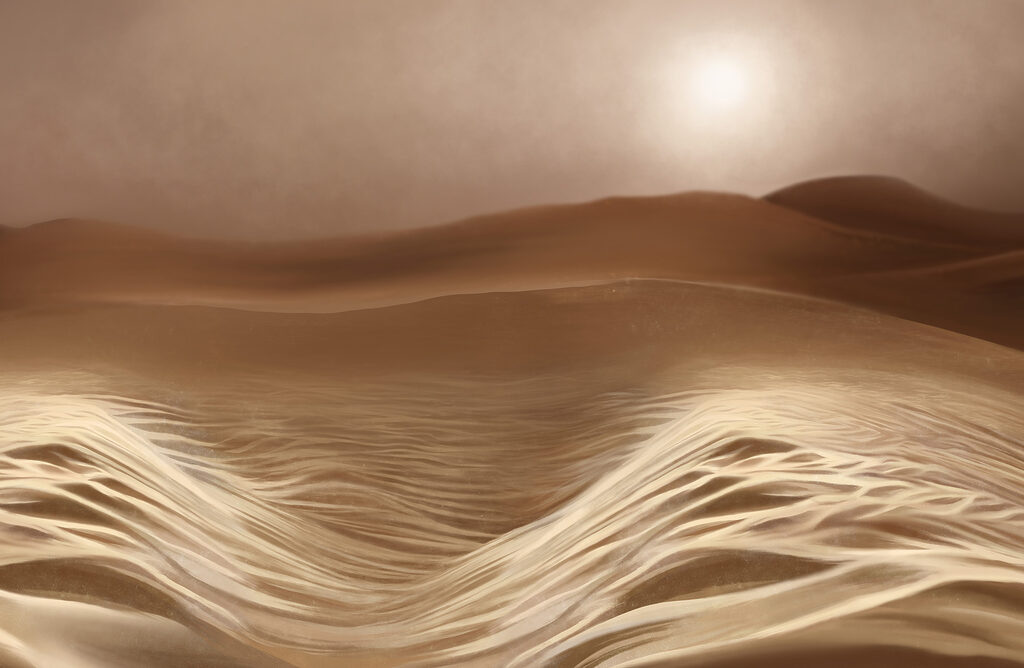 Desert with waves and a sun Desert with waves and a sun