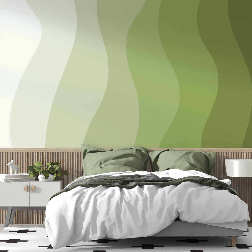 Green and white wavy lines