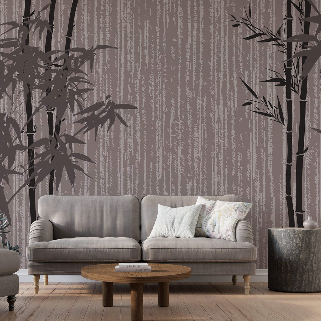 Bamboo trees on a wall