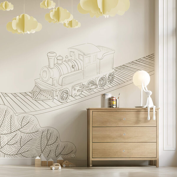 Wall murals Wall murals Drawing of a train (SKU: t00412)
